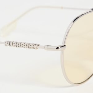 Burberry Classic Aviator Sunglasses, Silver/Yellow, One Size