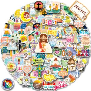 200pcs jesus christian stickers, religious stickers for kids bible verse stickers christian stickers for water bottles laptop, vinyl faith wisdom words stickers christian gifts