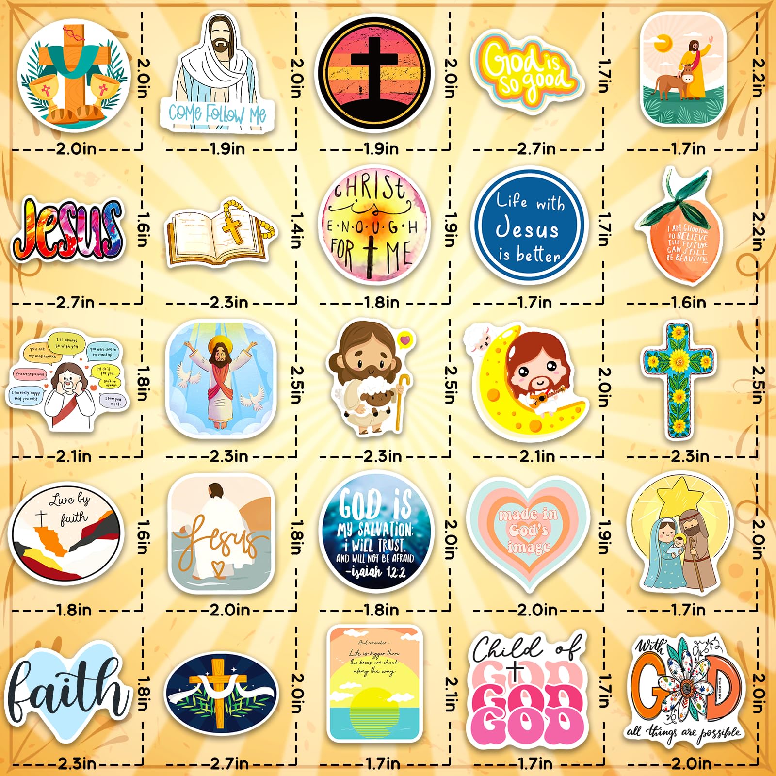 200PCS Jesus Christian Stickers, Religious Stickers for Kids Bible Verse Stickers Christian Stickers for Water Bottles Laptop, Vinyl Faith Wisdom Words Stickers Christian Gifts