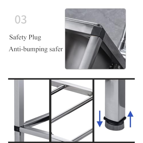 Commercial Kitchen Sink, Outdoor Garden Sink with Faucet and Storage Shelf, Free Standing Stainless Steel Washing Hand Basin for Restaurant, Bar, Camping (Size : 52x38cm(20x15inch))