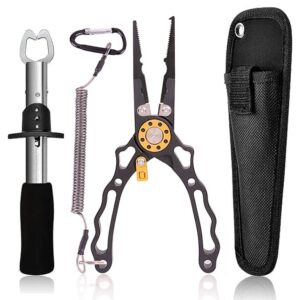 Mercury USA Fishing Pliers | Fish Lip Gripper | Fishing Line Cutter | Hook Remover | Multi-Function Fishing Pliers Tool | Fly Tying Fishing Tool | Ice Fishing | Fishing Gadget | Fishing Gifts for Men