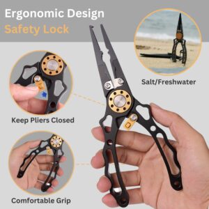 Mercury USA Fishing Pliers | Fish Lip Gripper | Fishing Line Cutter | Hook Remover | Multi-Function Fishing Pliers Tool | Fly Tying Fishing Tool | Ice Fishing | Fishing Gadget | Fishing Gifts for Men