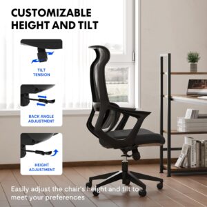 FLEXISPOT Comfy Office Chair Wide Seat Cushion Ergonomic Office Chair with Dynamic Adjustable Lumbar Support Big and Tall Office Desk Chair Comfy Chair for Home Office OC2 (Black)