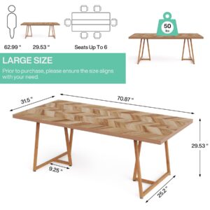 Tribesigns Farmhouse Dining Table for 6 to 8, 70.9 Inch Rectangular Wood Kitchen Table with Heavy Duty Wooden Legs, Industrial Dinner Table for Dining Room, Living Room, Walnut