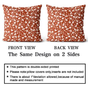 Snycler Spring Flower Pillow Covers 18x18 Set of 2 Rustic Cute Small Floral Red Cream Decorative Throw Pillows Outdoor PillowCase Farmhouse Velvet Cushion Case Decor for Home Sofa Couch Bed