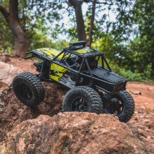 MQ & KUN FMS FCX24 1/24 Lemur RTR, 4x4 Brushed RC Buggy 8KPH+ RC Monster Baja Truck All-Terrain Off-Road RC Rock Crawler for Adults Included LED Headlight, Battery, 2.4Ghz Remote Control(Green)