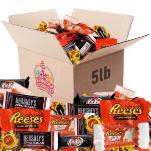 chocolate mix, fun size individually wrapped holiday candy bulk filled with popular chocolate candy assortment, kit kat holidayocc, hershey’s and peanut butter candy variety pack in a box (5 lb)