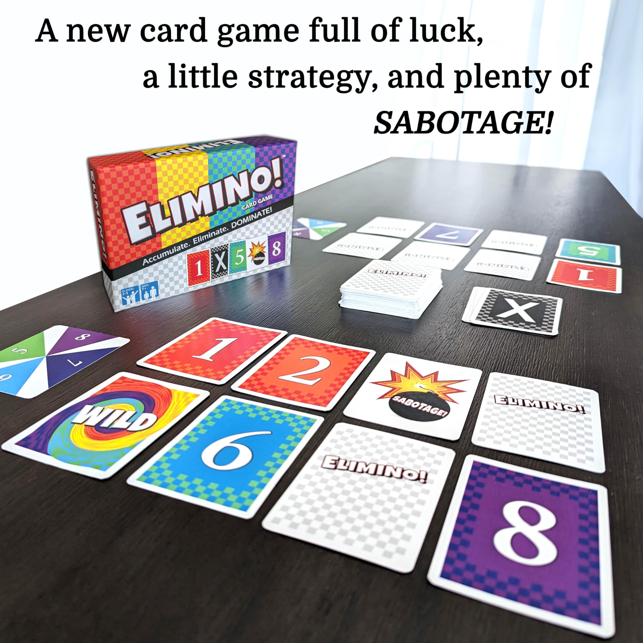 Elimino! Card Game - Designed by 11 & 13 Year Old Sisters! A Modern Update on The Classic Card Game Garbage (or Trash) | Great Gift Idea for Kids, Teens, Adults, Friends & Family Fun (Ages 7+)