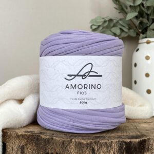 AMORINO FIOS t Shirt Yarn Premium - Crochet & Knitting, Easy Crocheting for Beginners, Thick 3,6cm, Tshirt Yarn for Crafts, Polyester Yarn, knotless, Macrame t-Shirt Yarn (Color: Lavender).