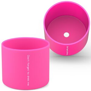 aiersa 2pcs silicone boot sleeves suitable for owala freesip, twist, flip 24 oz water bottles, anti-slip bottom bumper protector, hot pink