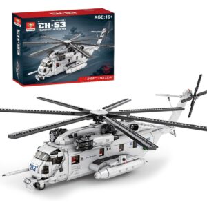 mocsage modern military helicopter modular building blocks set, 2192pcs 1/35 for sikorsky ch-53e super stallion airplane cosntruction toys for moc lovers