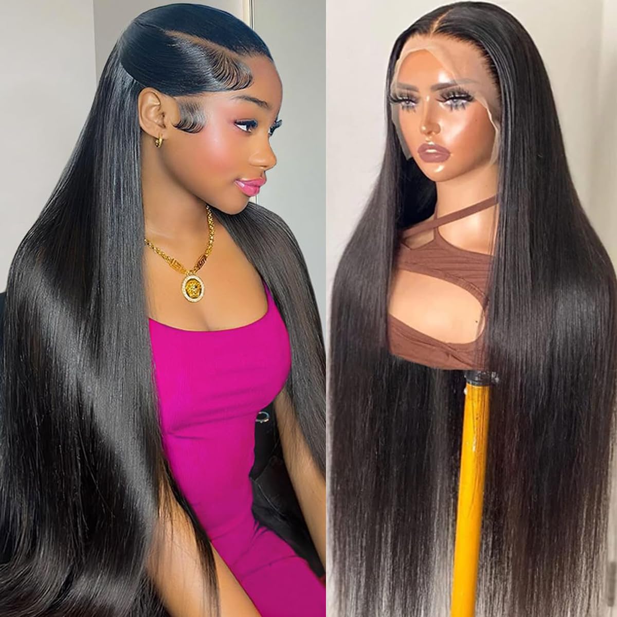 UYGLJK 30 Inch Straight Lace Front Wigs Human Hair Pre Plucked 200 Density 13x4 HD Lace Front Wigs Human Hair for Women Straight Glueless Lace Frontal Wigs Human Hair With Bleached Knots