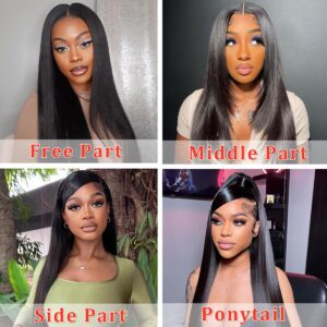 UYGLJK 30 Inch Straight Lace Front Wigs Human Hair Pre Plucked 200 Density 13x4 HD Lace Front Wigs Human Hair for Women Straight Glueless Lace Frontal Wigs Human Hair With Bleached Knots