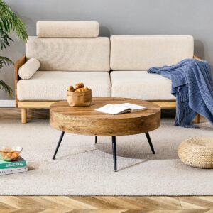 LKTART 31.5'' Modern Round Coffee Table Accent Table for Living Room Dining Room Bedroom Office