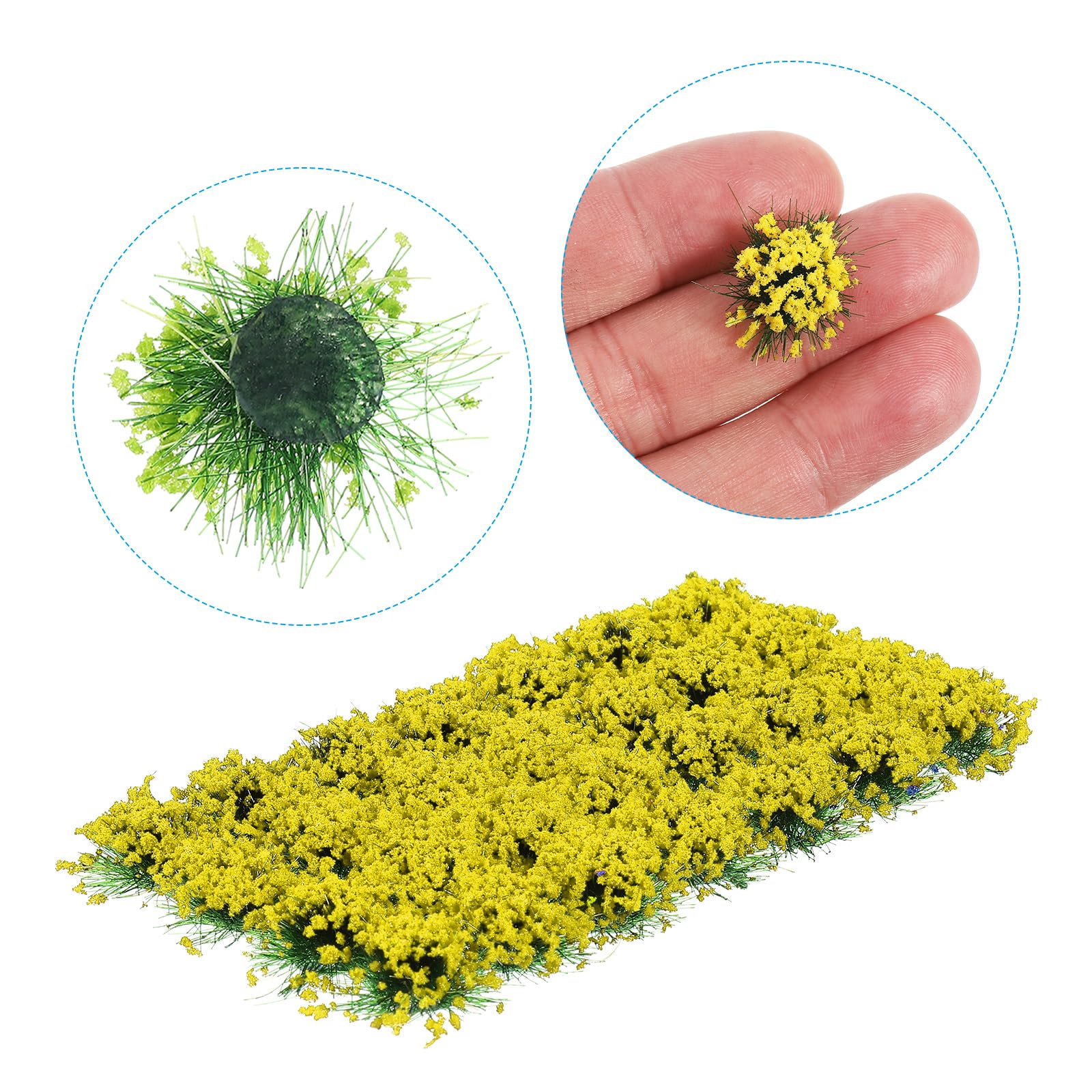 PATIKIL Static Flower Cluster Grass Tuft Model, 1 Set/28Pcs Miniature Flowers Vegetation Groups Bushy Tuft Scenery Model DIY for Landscape Railway Artificial Grass Modeling, Yellow