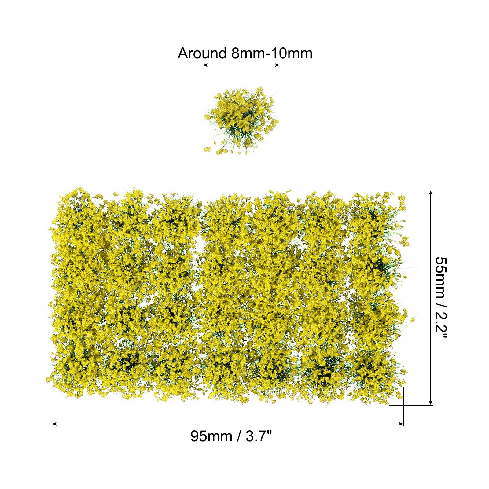 PATIKIL Static Flower Cluster Grass Tuft Model, 1 Set/28Pcs Miniature Flowers Vegetation Groups Bushy Tuft Scenery Model DIY for Landscape Railway Artificial Grass Modeling, Yellow