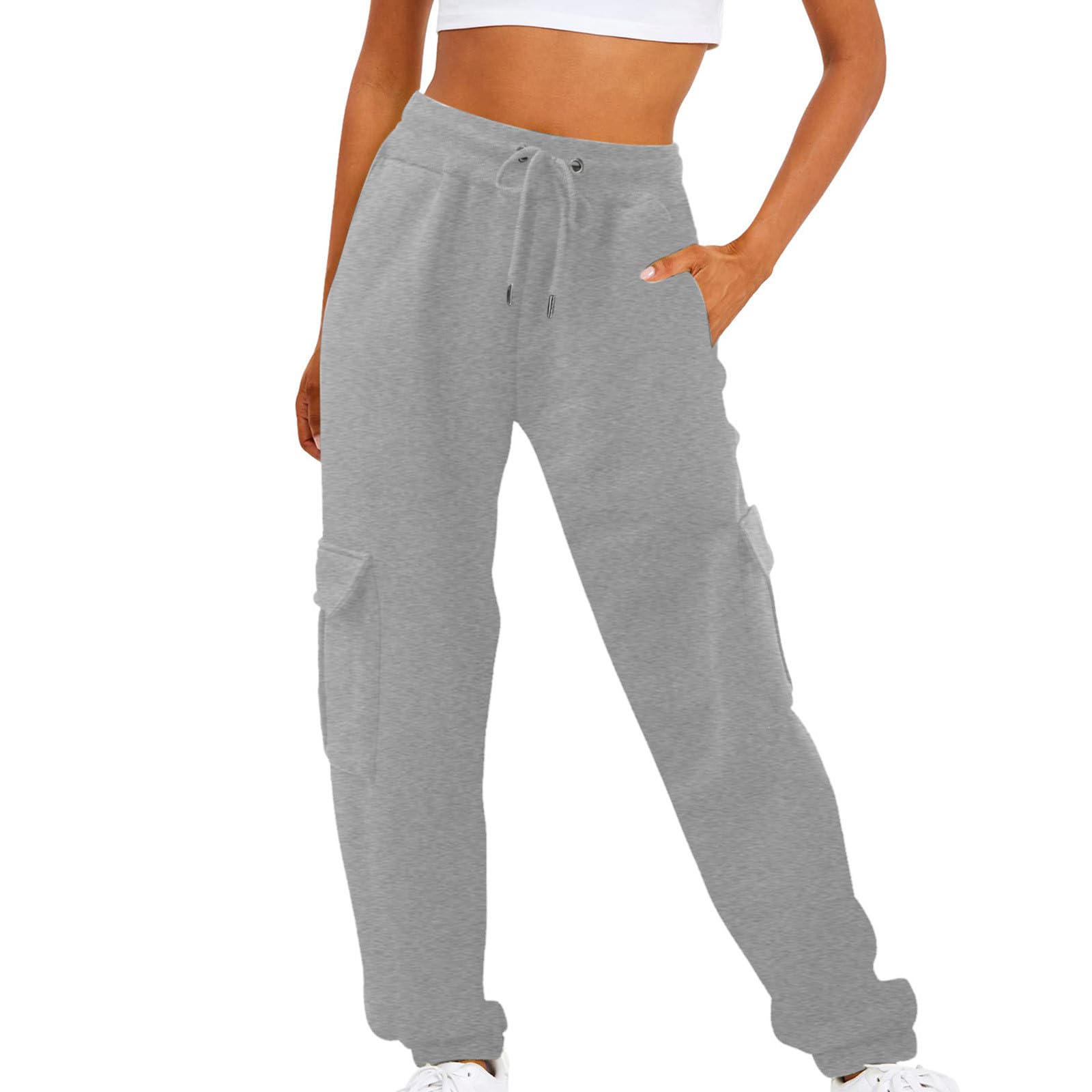 Women's Sweatpants Fleece Baggy Casual High Waisted Workout Athletic Cinch Bottom Comfy Fall Joggers Pants with Pocket