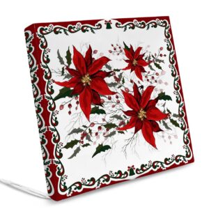 Poinsettia Christmas Outdoor Cushion Chair Cover Set of 2 - Waterproof Couch Seat Covers, Winter Xmas Botanical Merry Christmas Patio Furniture Protector Slipcovers for Sofa/Garden/RV, 20"x18"x4"