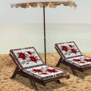 Poinsettia Christmas Outdoor Cushion Chair Cover Set of 2 - Waterproof Couch Seat Covers, Winter Xmas Botanical Merry Christmas Patio Furniture Protector Slipcovers for Sofa/Garden/RV, 20"x18"x4"