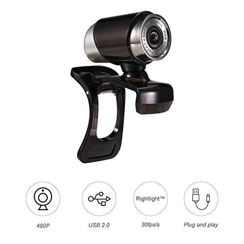 IUPPA 480P Webcam Live Streaming Webcam 360 Degree Rotatable USB Web Camera for PC Laptop Clip-On Webcam for Video Conference Meeting Gaming Desktop Office