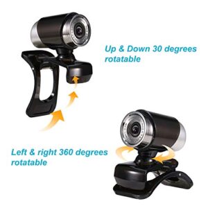 IUPPA 480P Webcam Live Streaming Webcam 360 Degree Rotatable USB Web Camera for PC Laptop Clip-On Webcam for Video Conference Meeting Gaming Desktop Office