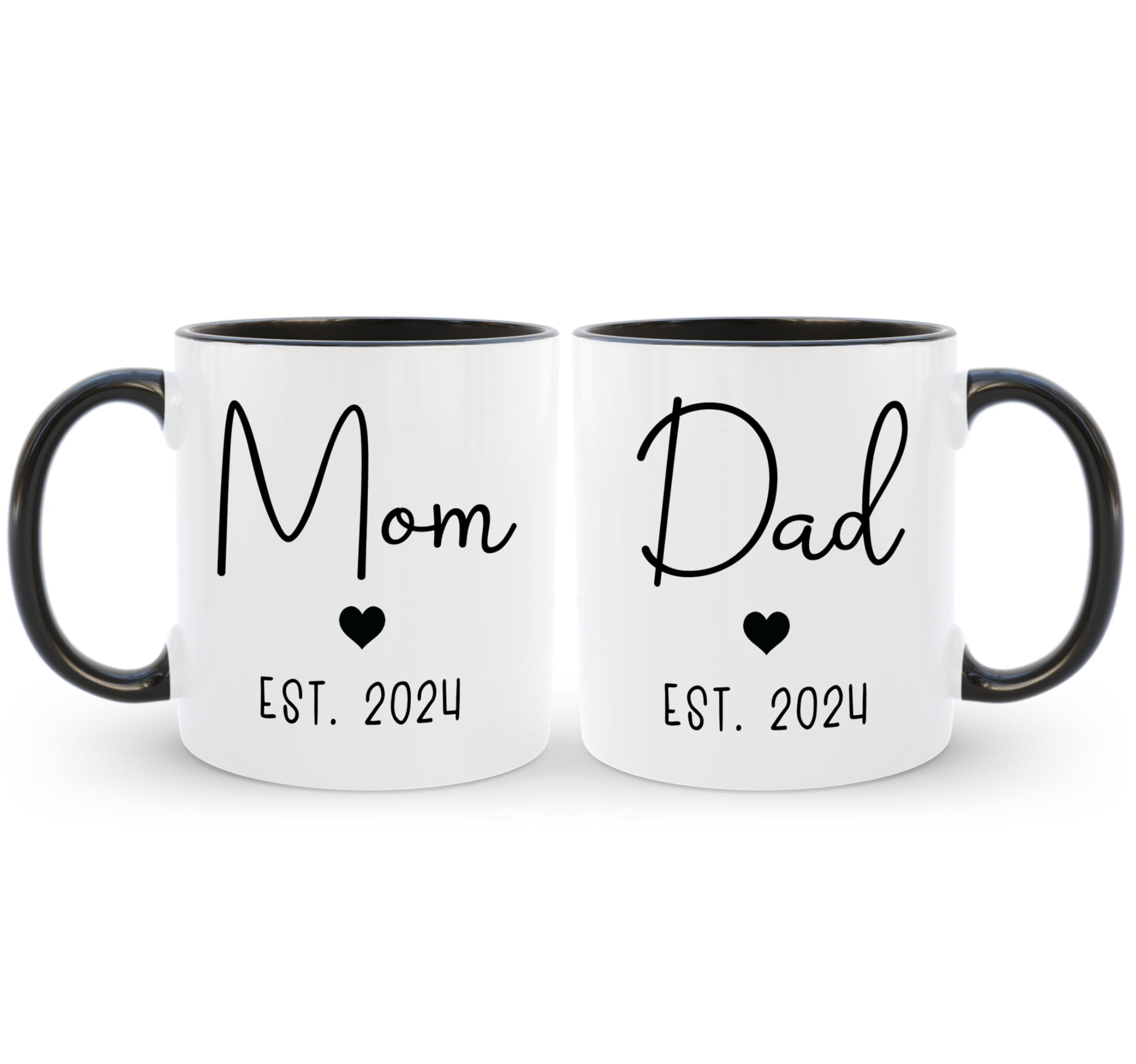 HomeBee Mom Dad Est 2024 Coffee Mug Set, New & Expecting Parents Gift for Couple, Pregnancy Announcement Gender Reveal Gift, Welcome Baby Congratulations Present, Mommy to Be First Time Daddy Cups