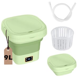 myltawish 9l portable washing machine foldable mini washing machine for apartment, dorm, camping, rv travel, portable washer small portable laundry machine for baby clothes, underwear (green)