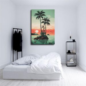 VesFy Palm Tree Island Modern Abstract Style Poster Decorative Painting Holiday Gift HD Picture Modern Aesthetics Mural Canvas Wall Art (Unframed,08×12inch)