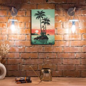 VesFy Palm Tree Island Modern Abstract Style Poster Decorative Painting Holiday Gift HD Picture Modern Aesthetics Mural Canvas Wall Art (Unframed,08×12inch)