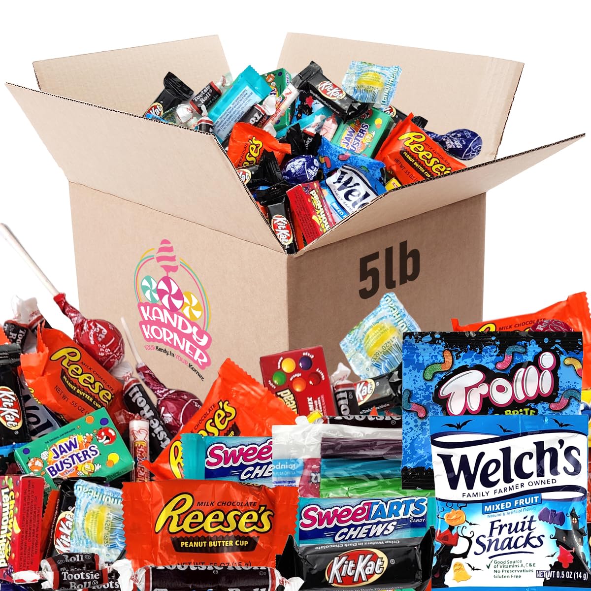 Bulk Holiday Candy Chocolate Individaully Wrapped Assortment Mix - Fun Size Treats Chocolates Candy Variety - Kit Kat, Dots, Welch’s Sweets for Kids and Adults (5 LB)