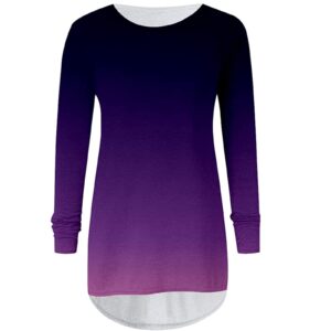 Womens Tunics or Tops to Wear with Leggings Long Sleeve Loose Fit Fall Clothes Crewneck Gradient Comfy Shirts Blouses