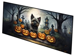 caroline's treasures cairn terrier spooky halloween runner mat 28x58 front door mat indoor outdoor rugs for entryway hallway foyer non slip washable wide doormat