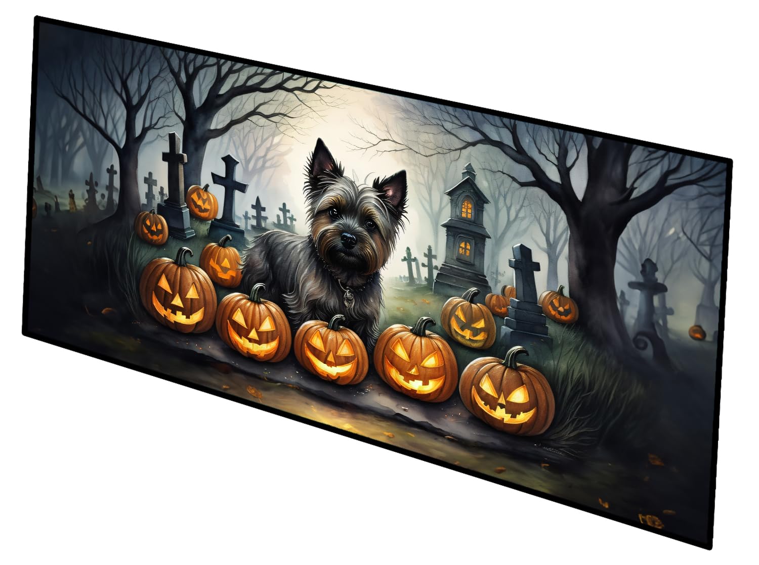 Caroline's Treasures Cairn Terrier Spooky Halloween Runner Mat 28x58 Front Door Mat Indoor Outdoor Rugs for Entryway Hallway Foyer Non Slip Washable Wide Doormat