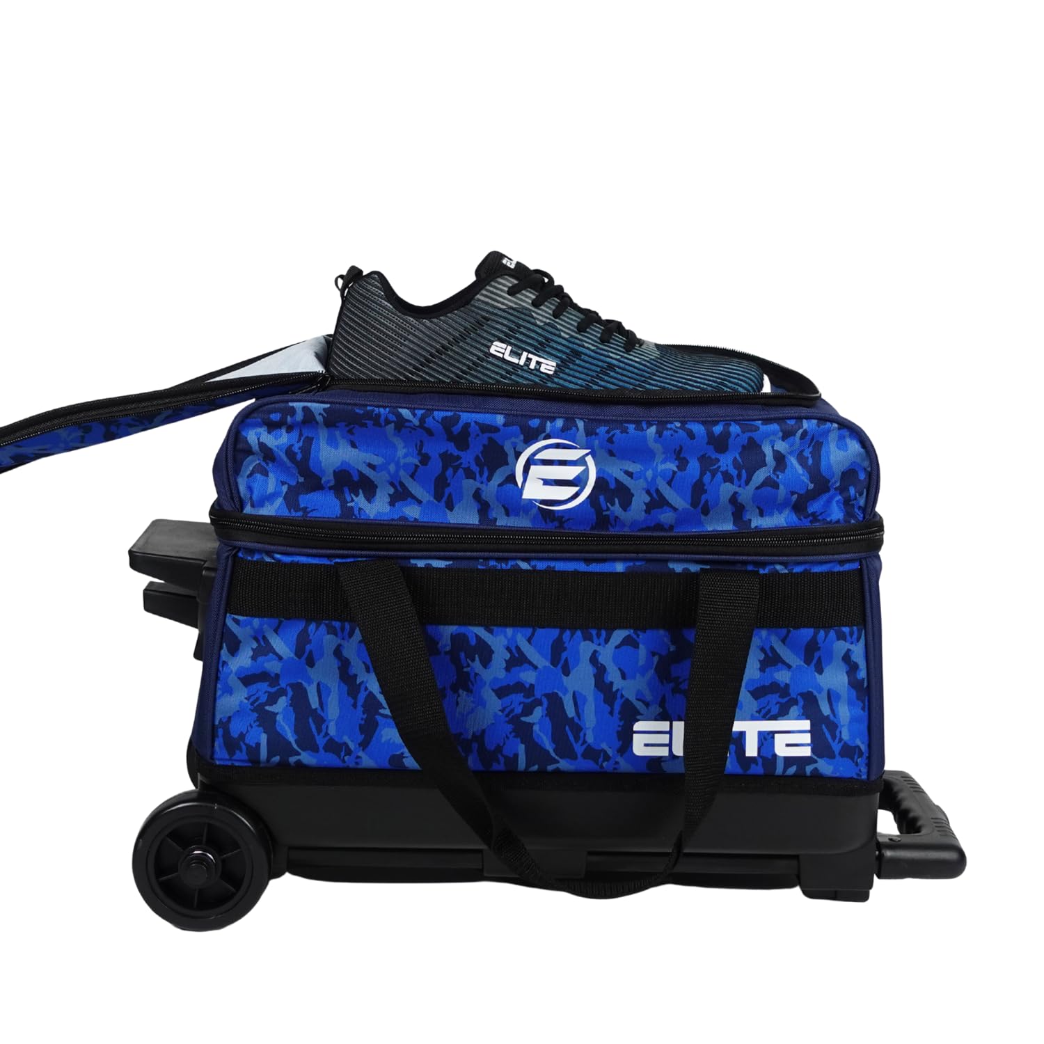 ELITE Basic Bowling Bag Double (2) Ball Roller with Rolling Wheels (Navy Camo)