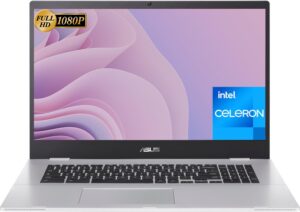 asus chromebook 17 laptop for business and student, 17.3" fhd display, intel celeron-n4500, 4gb ram, 64gb emmc+256gb sd card, long battery life up to 10 hours, hd webcam, wifi 6, chrome os