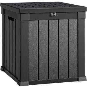 yitahome deck box, 51 gallon weather resistant outdoor storage container for patio cushions, pool supplies, garden tools, lockable lid and side handles, black