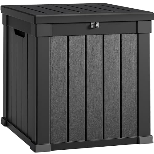 YITAHOME Deck Box, 51 Gallon Weather Resistant Outdoor Storage Container for Patio Cushions, Pool Supplies, Garden Tools, Lockable Lid and Side Handles, Black