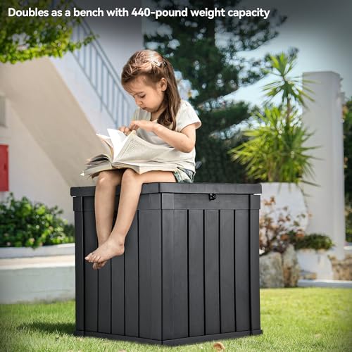 YITAHOME Deck Box, 51 Gallon Weather Resistant Outdoor Storage Container for Patio Cushions, Pool Supplies, Garden Tools, Lockable Lid and Side Handles, Black