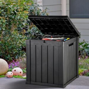 YITAHOME Deck Box, 51 Gallon Weather Resistant Outdoor Storage Container for Patio Cushions, Pool Supplies, Garden Tools, Lockable Lid and Side Handles, Black