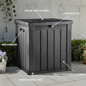 YITAHOME Deck Box, 51 Gallon Weather Resistant Outdoor Storage Container for Patio Cushions, Pool Supplies, Garden Tools, Lockable Lid and Side Handles, Black