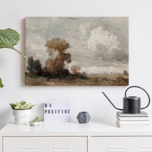 Reateforin Rustic Landscape Wall Art Frame Canvas Vintage Country Farmhouse Painting North Prints Fall Decorations Classical Oil Painting Canvas Prints Vintage Wall Decor for Home Room 16"x24"