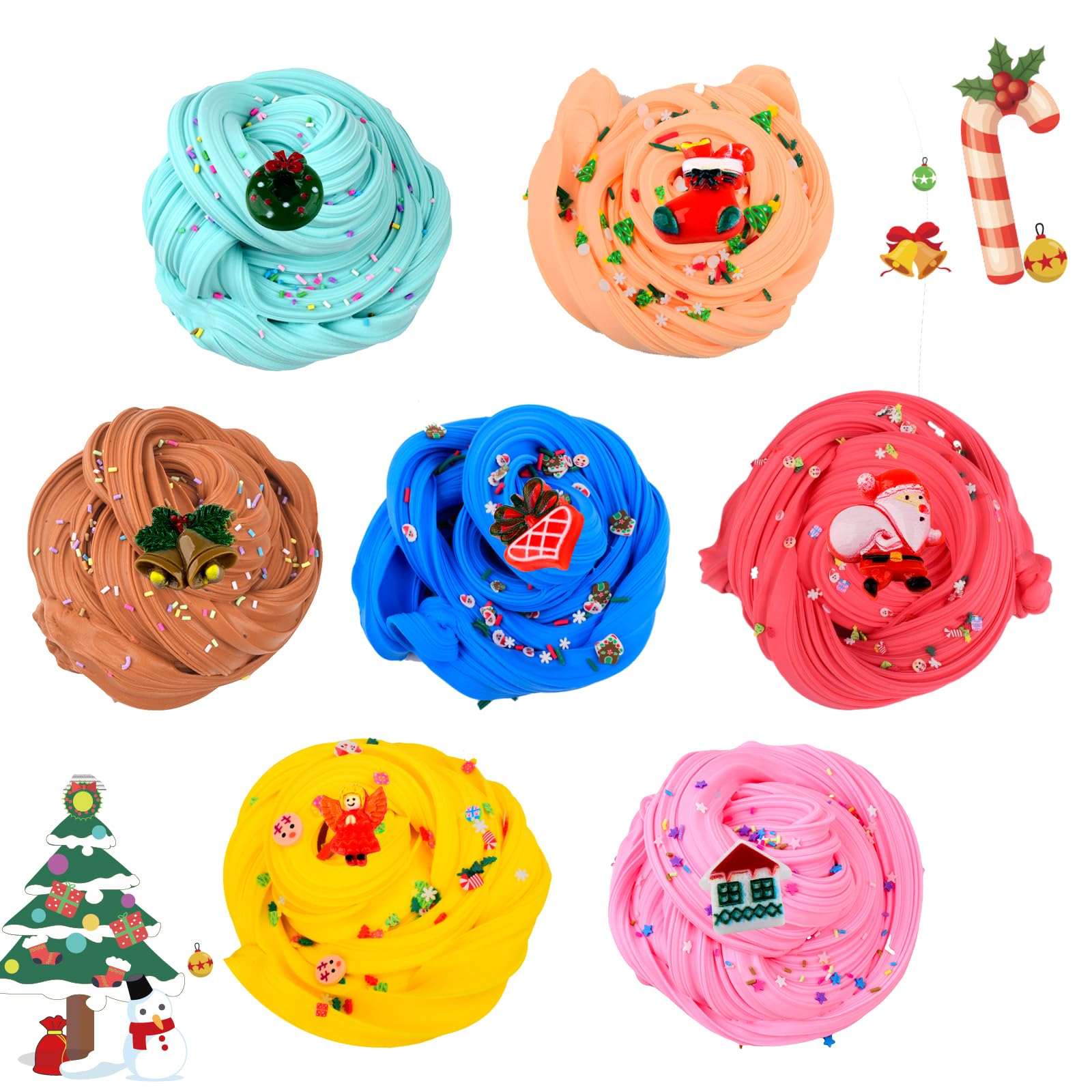 7 Pack Butter Slime Kit, Super Soft and Non-Sticky, Stress Relief Toy Party Favors Birthday Gifts for Girls and Boys,DIY Slime Toy for Kids.