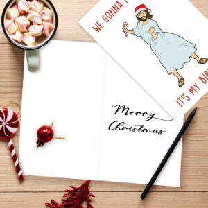 Asmallgf Happy Jesus Christmas Cards for Friends, Naughty Holiday Card for Family, Great Jesus Dancing Xmas Greeting Card, Funny Christmas Gift Ideas