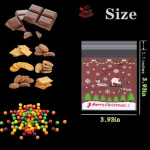 YVPSI 300 Pcs Christmas Candy Bags Self Adhesive Holiday Treat Cookie Bags Christmas Cellophane Bags Candy Bags Xmas Cellophane Treat Bags Plastic Coo