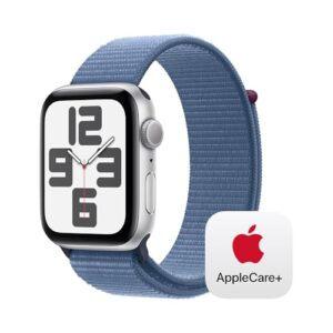 apple watch se gps 44mm silver aluminum case with winter blue sport loop with applecare+ (2 years)