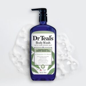 Dr Teal's Body Wash with Pure Epsom Salt, Cannabis Sativa Hemp Seed Oil, 24 fl oz (Pack of 2) (Packaging May Vary)