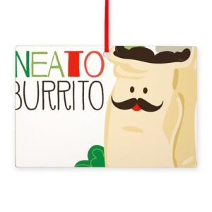 cafepress neato burrito rectangle 6"x4" wood ornament