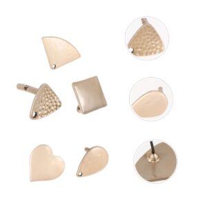 Amosfun 150 Pcs Geometric Stud Earrings Bullet Clutch Cap Earring Studs Findings Cute Earrings Aesthetic Earring Posts Golden Ear Stud Earring Pin Post Geometric Earring Alloy Flat Pendant