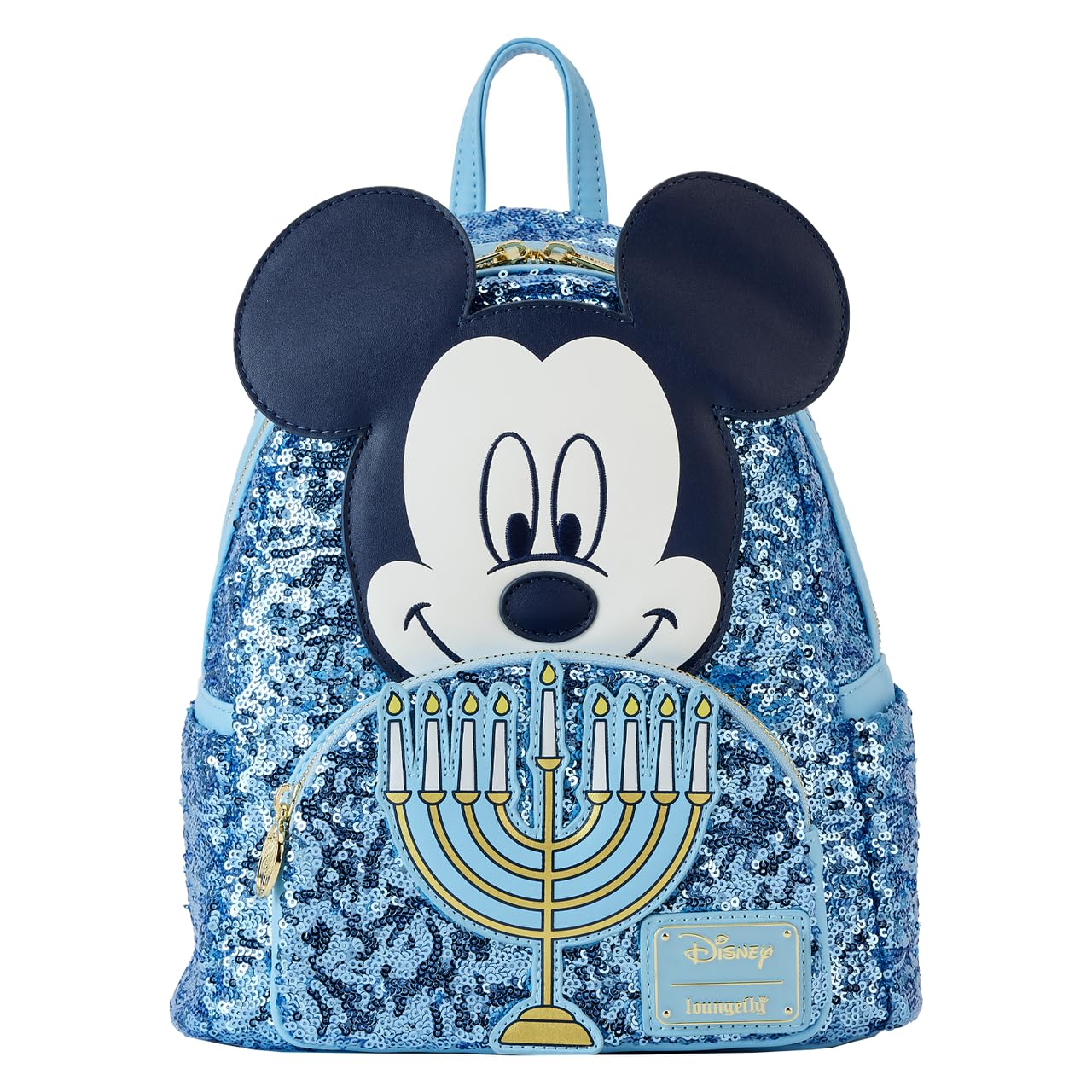 Loungefly Disney Mickey Mouse Hanukkah Sequin Glow Mini Backpack