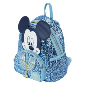 Loungefly Disney Mickey Mouse Hanukkah Sequin Glow Mini Backpack